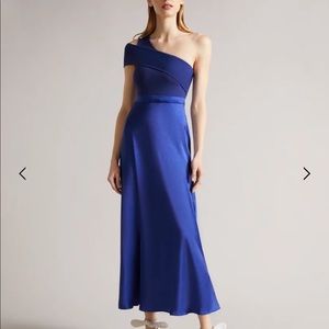 Ivena Dress Ted Baker Blue Satin Gown US Size 4 Like New!